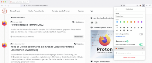 Firefox Multi-Account Containers + Mozilla VPN