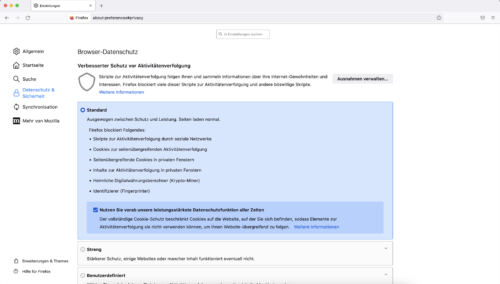 Vollständiger Cookie-Schutz in Firefox