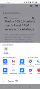 Firefox für Android: Website als PDF speichern