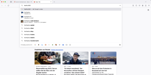 Firefox 122: Suchvorschläge in Adressleiste