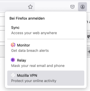 Mozilla-Konto Button