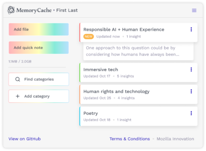 Mozilla MemoryCache Mockup