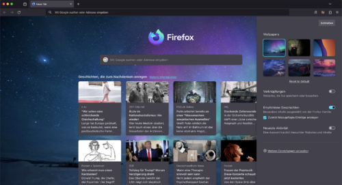 Hintergrundbilder für Firefox-Startseite