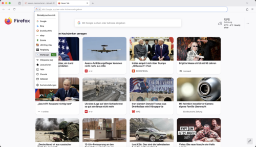 Startpage in Firefox 150