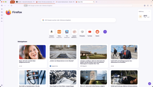 Firefox 157 „Nova”-Design