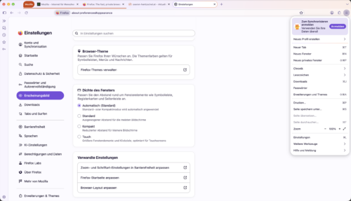 Firefox 157 „Nova”-Design