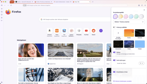 Firefox 157 „Nova”-Design