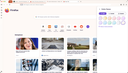 Firefox 157 „Nova”-Design