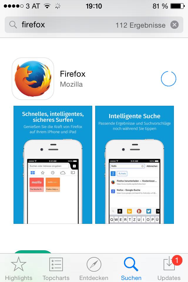 Firefox für iOS im App Store